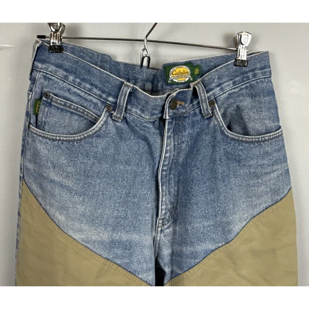Cabelas Brush Guard Jeans 32 Reg (32x30) Blue Denin Canvas Leg Hunting Pants